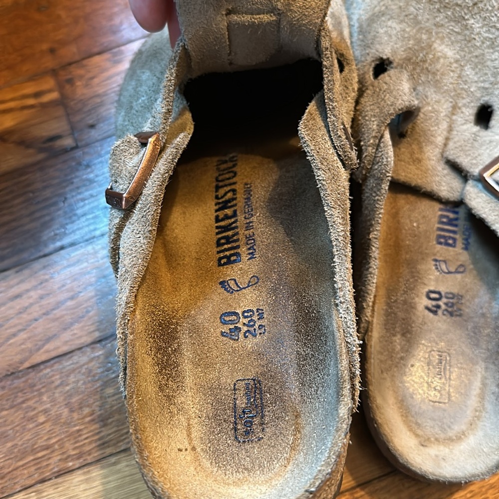 Birkenstock Boston Taupe Suede Soft Footbed - Picture 7 of 9